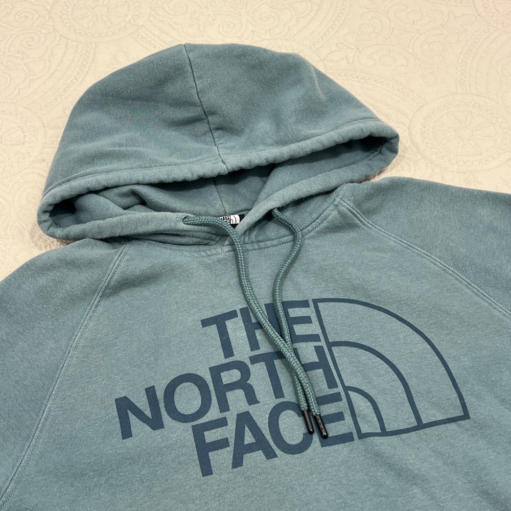 The North Face Womens Slate Blue Graphic Logo Pullover Hoodie Size Small